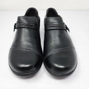 Clarks Size US 9.5 UK 7 Womens Black Cheyn Leather Slip On Loafers Comfort NEW